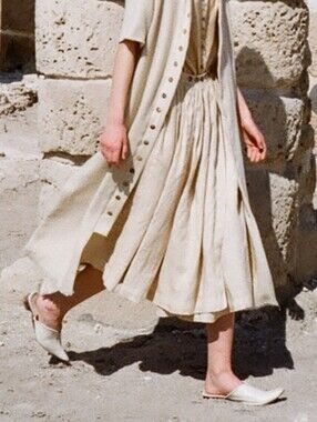Hala Kaiksow EXTREMELY RARE ARCHIVAL Artisan Pleated Wrap Linen Wool Skirt M